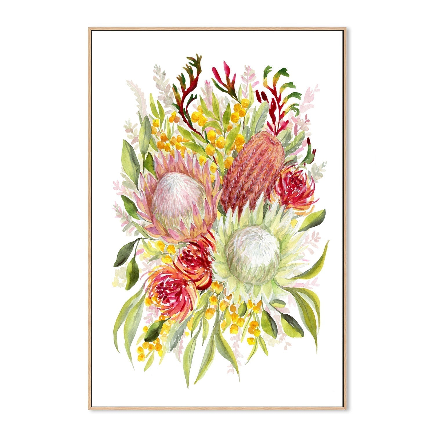 wall-art-print-canvas-poster-framed-King Protea And Banksia, Style B , By Jessie Mitchelson-GIOIA-WALL-ART