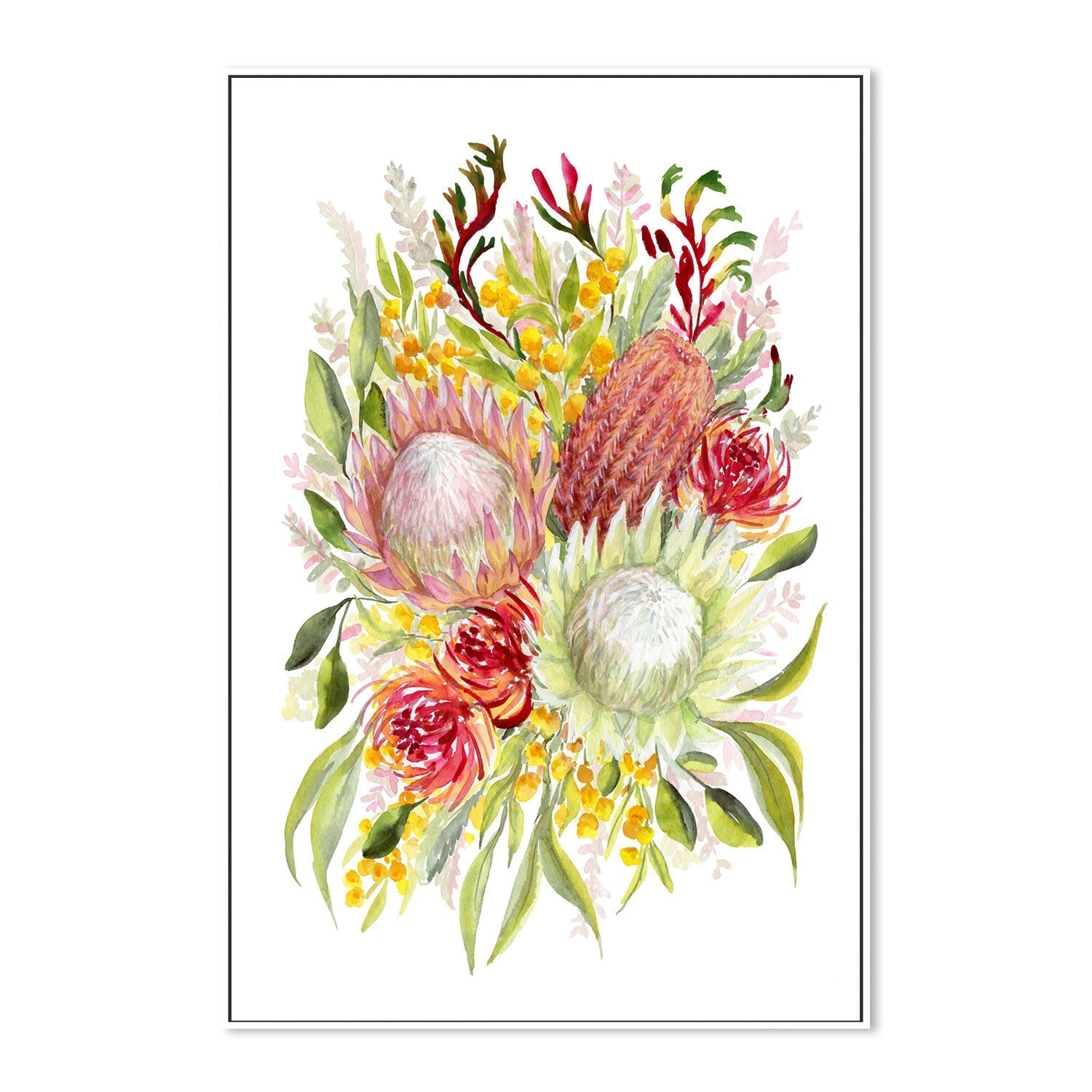 wall-art-print-canvas-poster-framed-King Protea And Banksia, Style B , By Jessie Mitchelson-GIOIA-WALL-ART