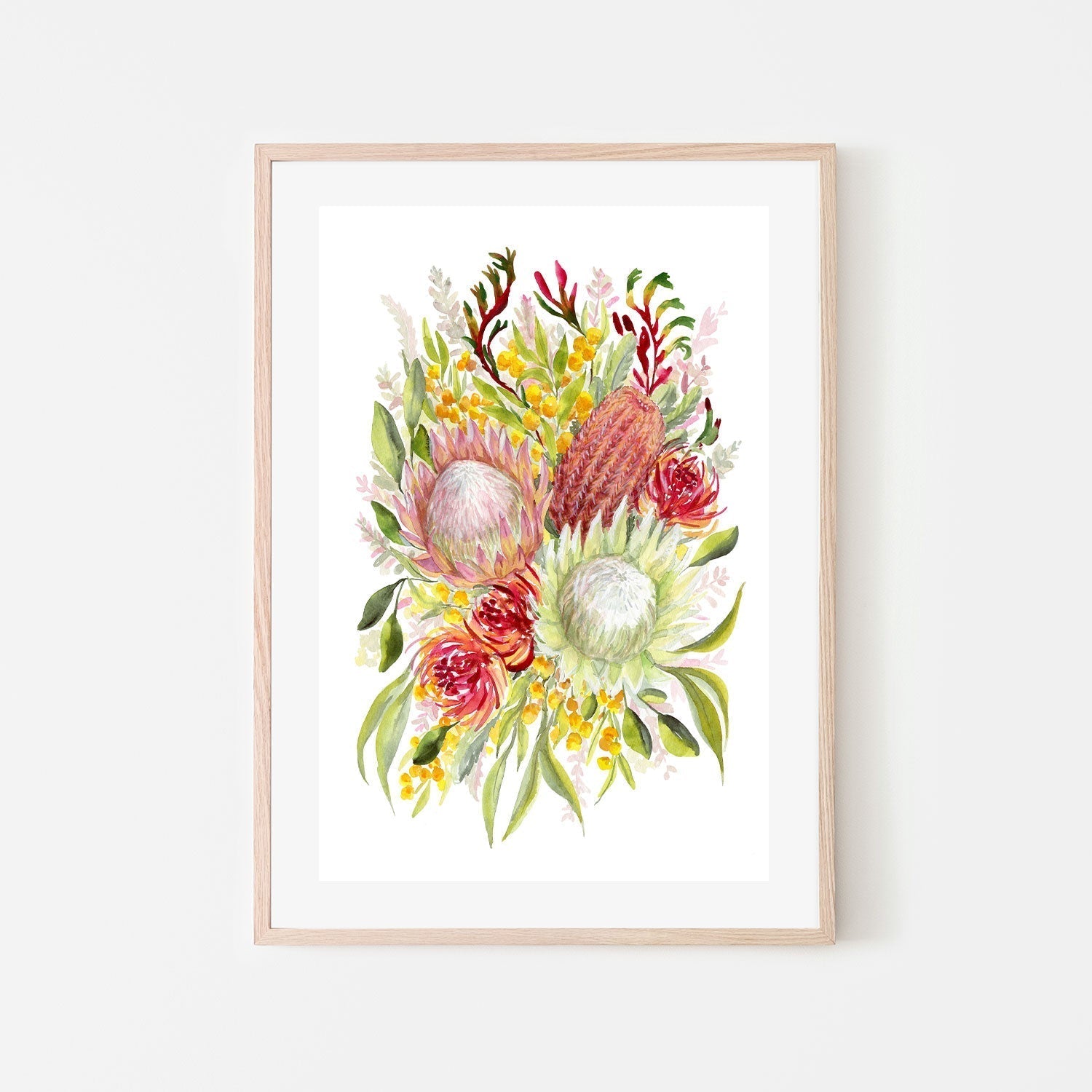 wall-art-print-canvas-poster-framed-King Protea And Banksia, Style B , By Jessie Mitchelson-GIOIA-WALL-ART