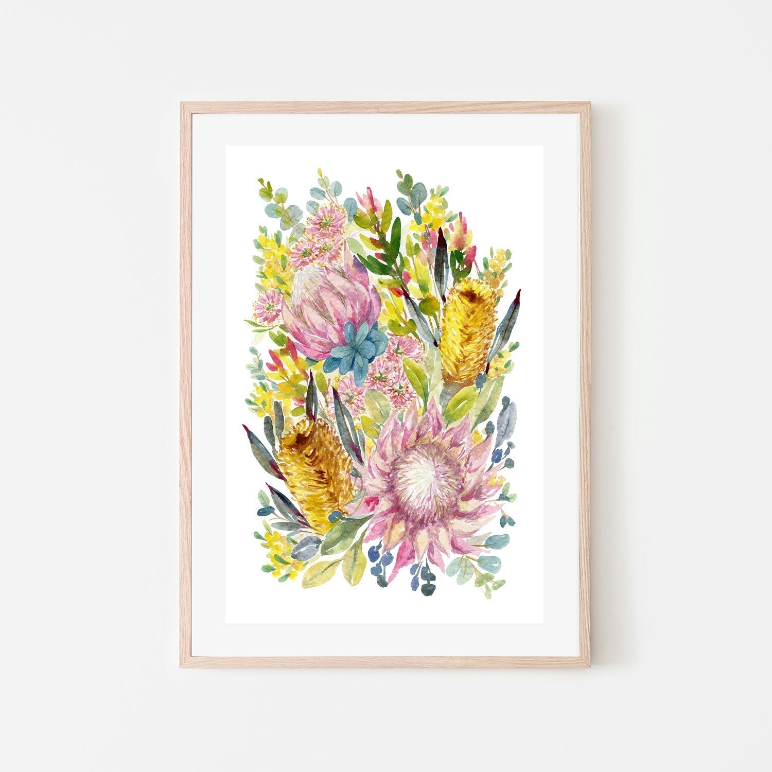 wall-art-print-canvas-poster-framed-King Protea And Banksia, Style C , By Jessie Mitchelson-GIOIA-WALL-ART