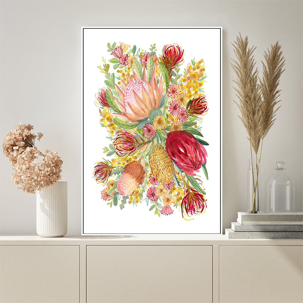 wall-art-print-canvas-poster-framed-King Protea And Banksia, Style D , By Jessie Mitchelson-GIOIA-WALL-ART