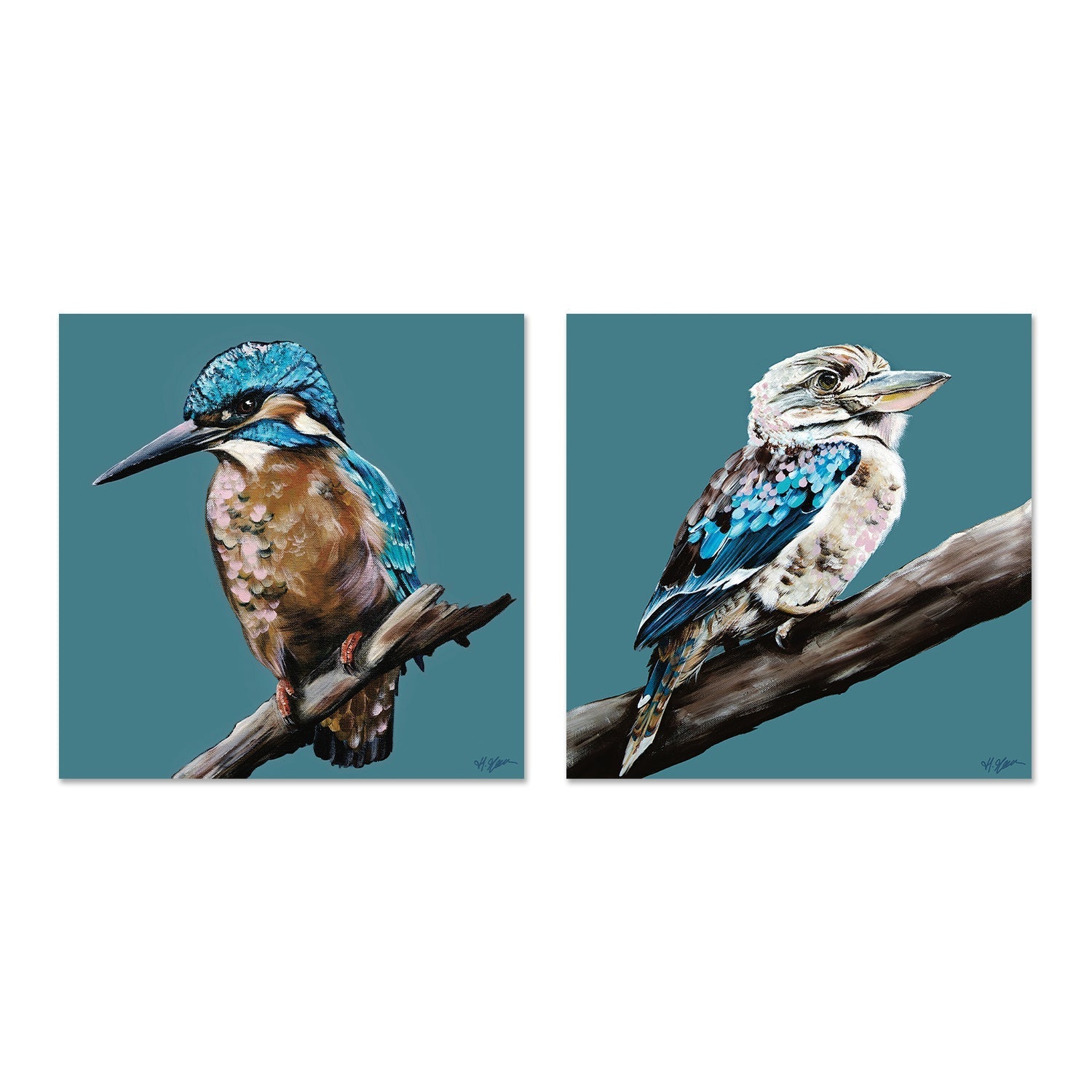 Kingfisher Blue, Style A & B, Set Of 2 , By Heylie Morris