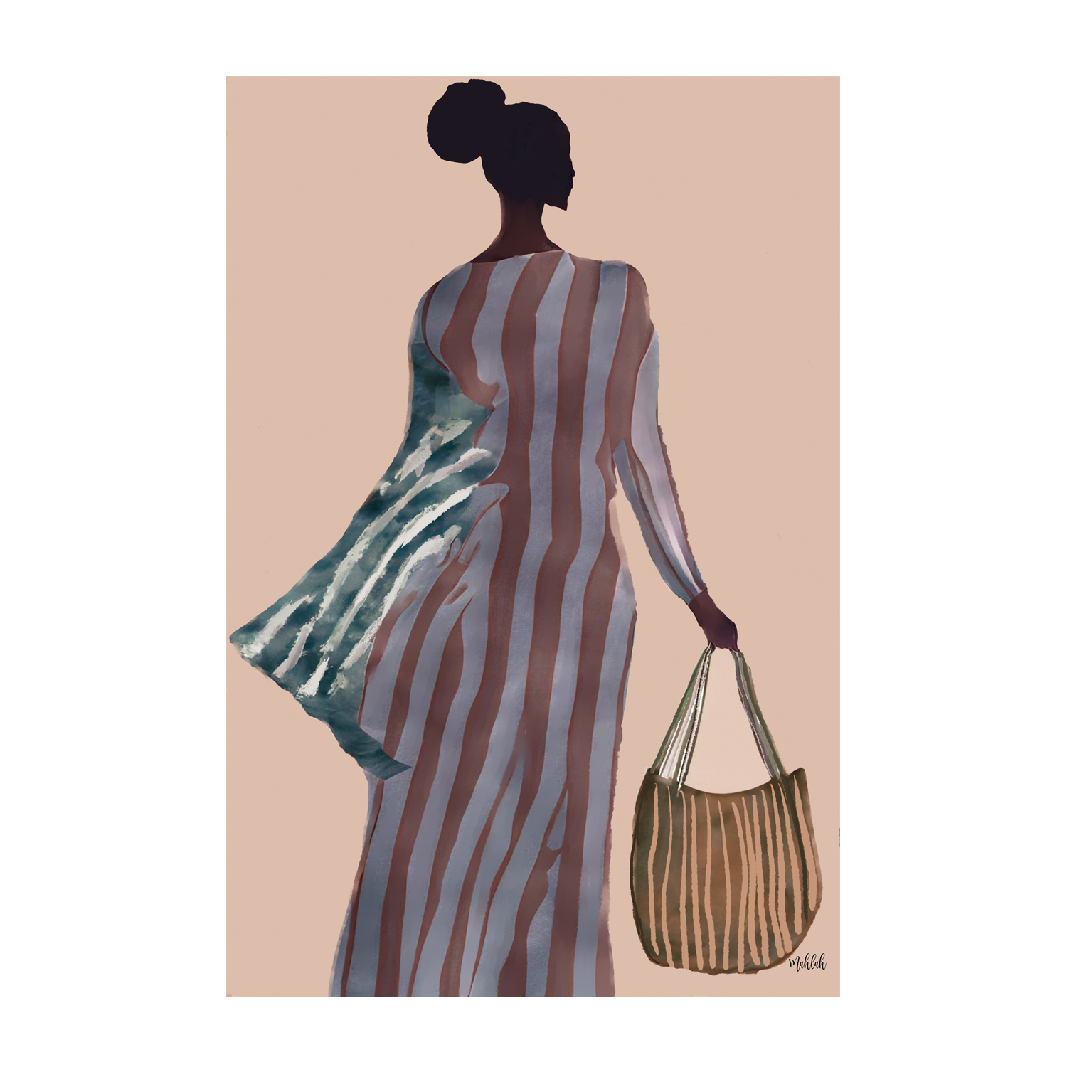 wall-art-print-canvas-poster-framed-Lady with the Brown Bag , By Inkheart Designs-1