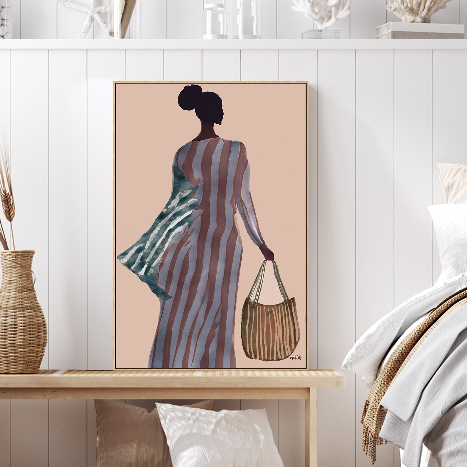 wall-art-print-canvas-poster-framed-Lady with the Brown Bag , By Inkheart Designs-2