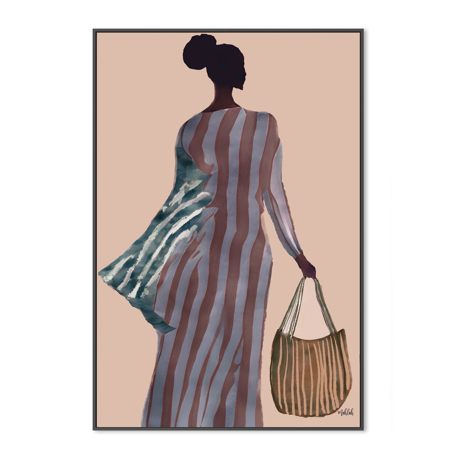 wall-art-print-canvas-poster-framed-Lady with the Brown Bag , By Inkheart Designs-3