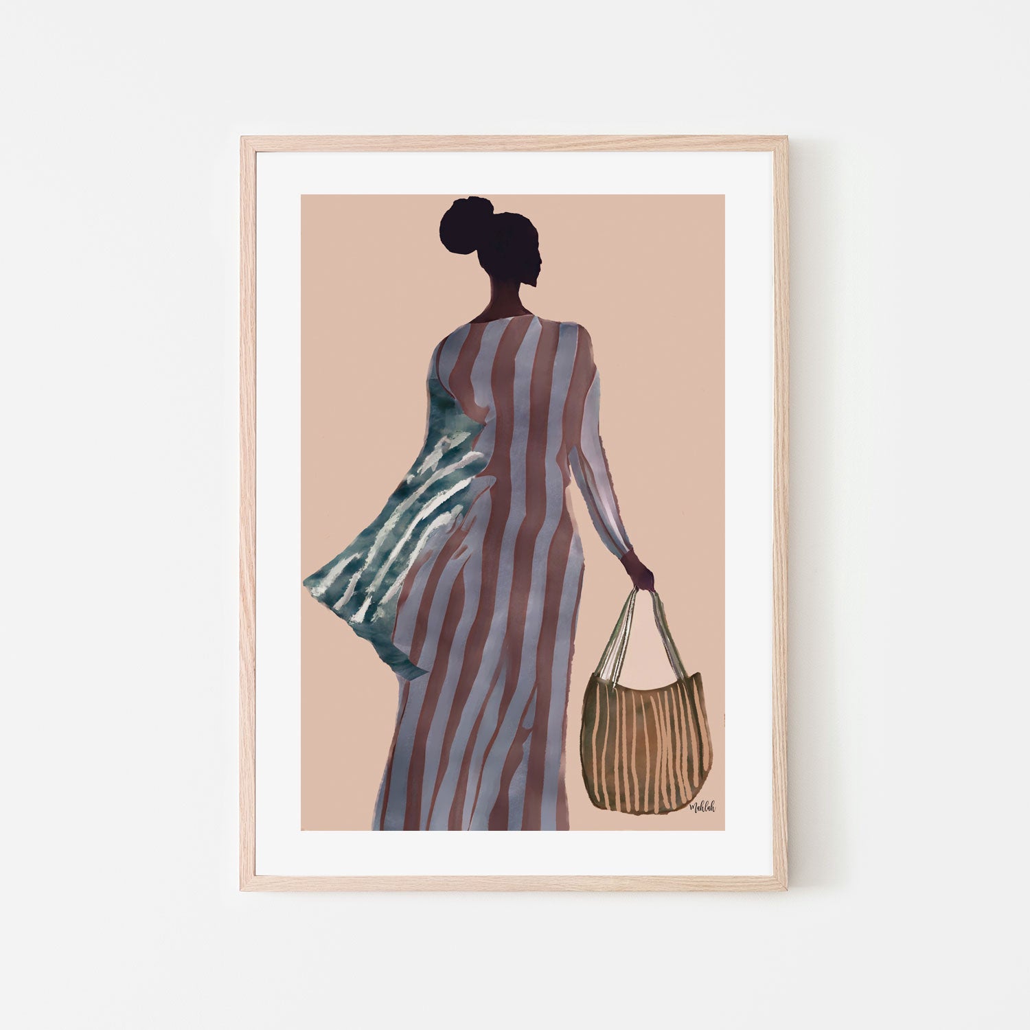 wall-art-print-canvas-poster-framed-Lady with the Brown Bag , By Inkheart Designs-6