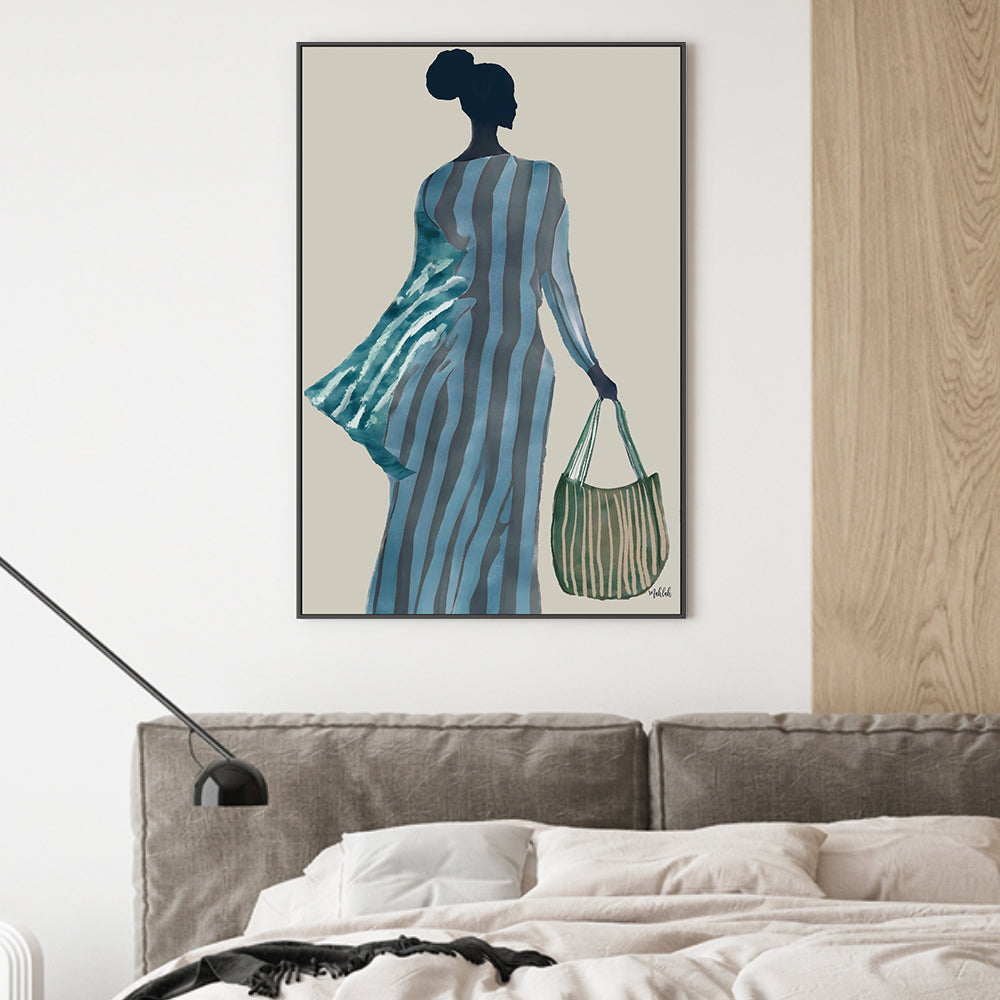 wall-art-print-canvas-poster-framed-Lady with the Green Bag , By Inkheart Designs-2