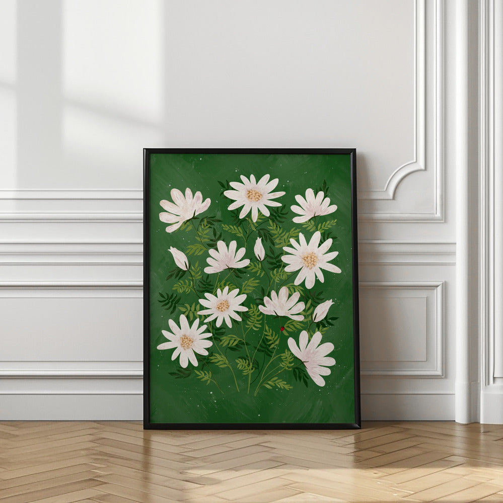 wall-art-print-canvas-poster-framed-Ladybug flowers green , By EMELIEmaria-2