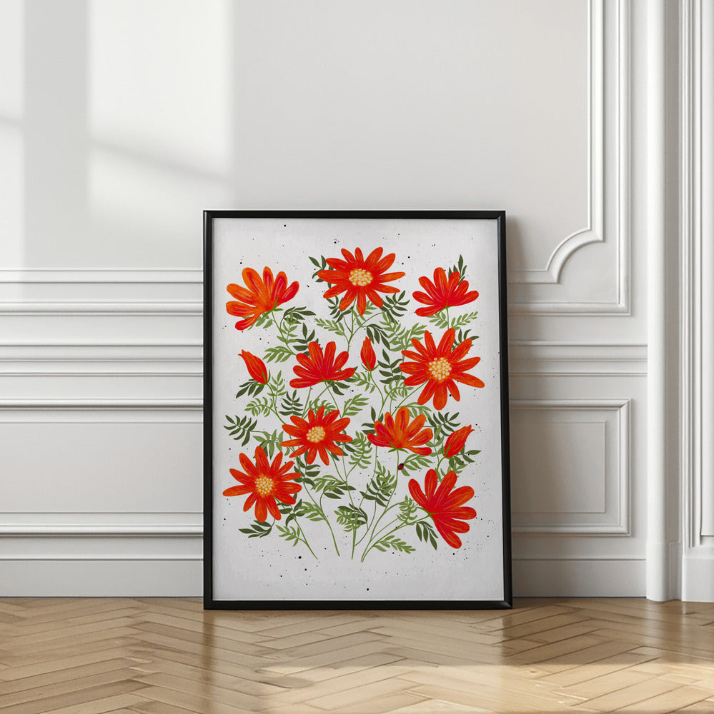 wall-art-print-canvas-poster-framed-Ladybug flowers red , By EMELIEmaria-2