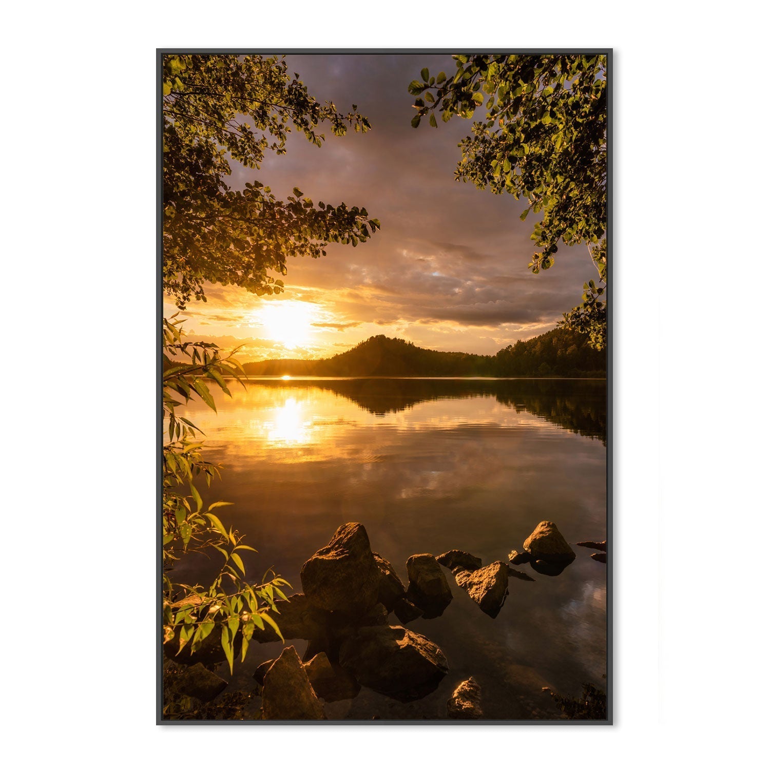 wall-art-print-canvas-poster-framed-Lake Sunset , By Christian Lindsten-GIOIA-WALL-ART