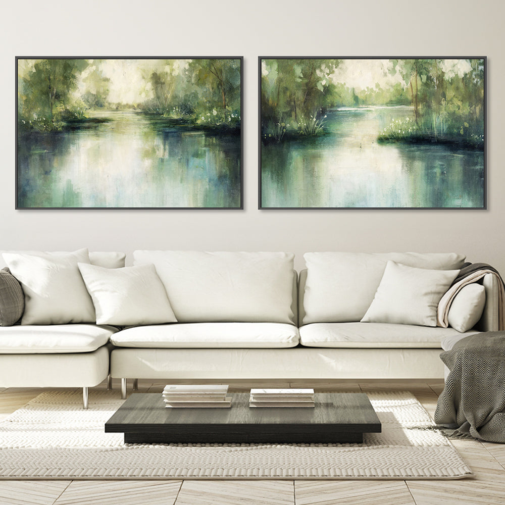 wall-art-print-canvas-poster-framed-Lakeside, Style A & B, Set Of 2 , By Nina Blue-2