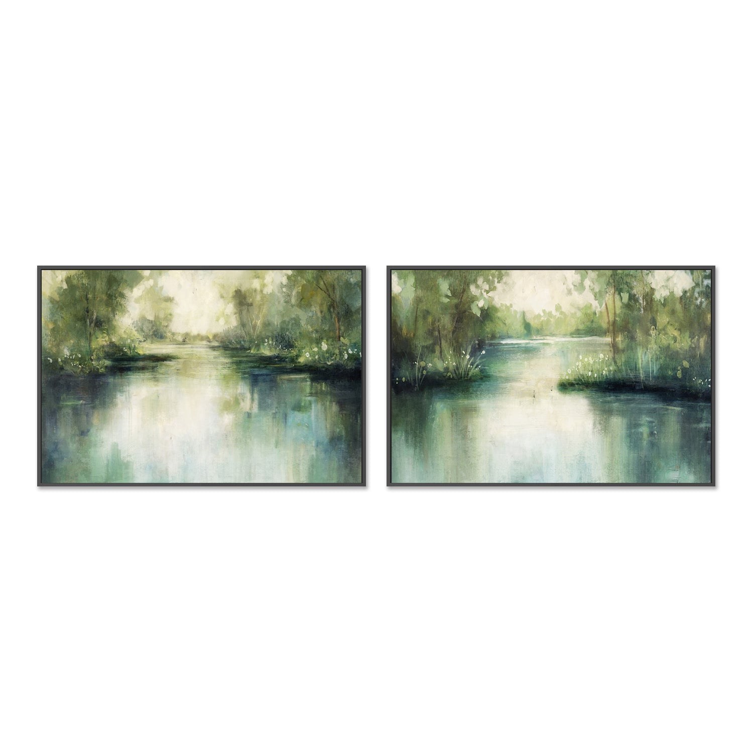 wall-art-print-canvas-poster-framed-Lakeside, Style A & B, Set Of 2 , By Nina Blue-3