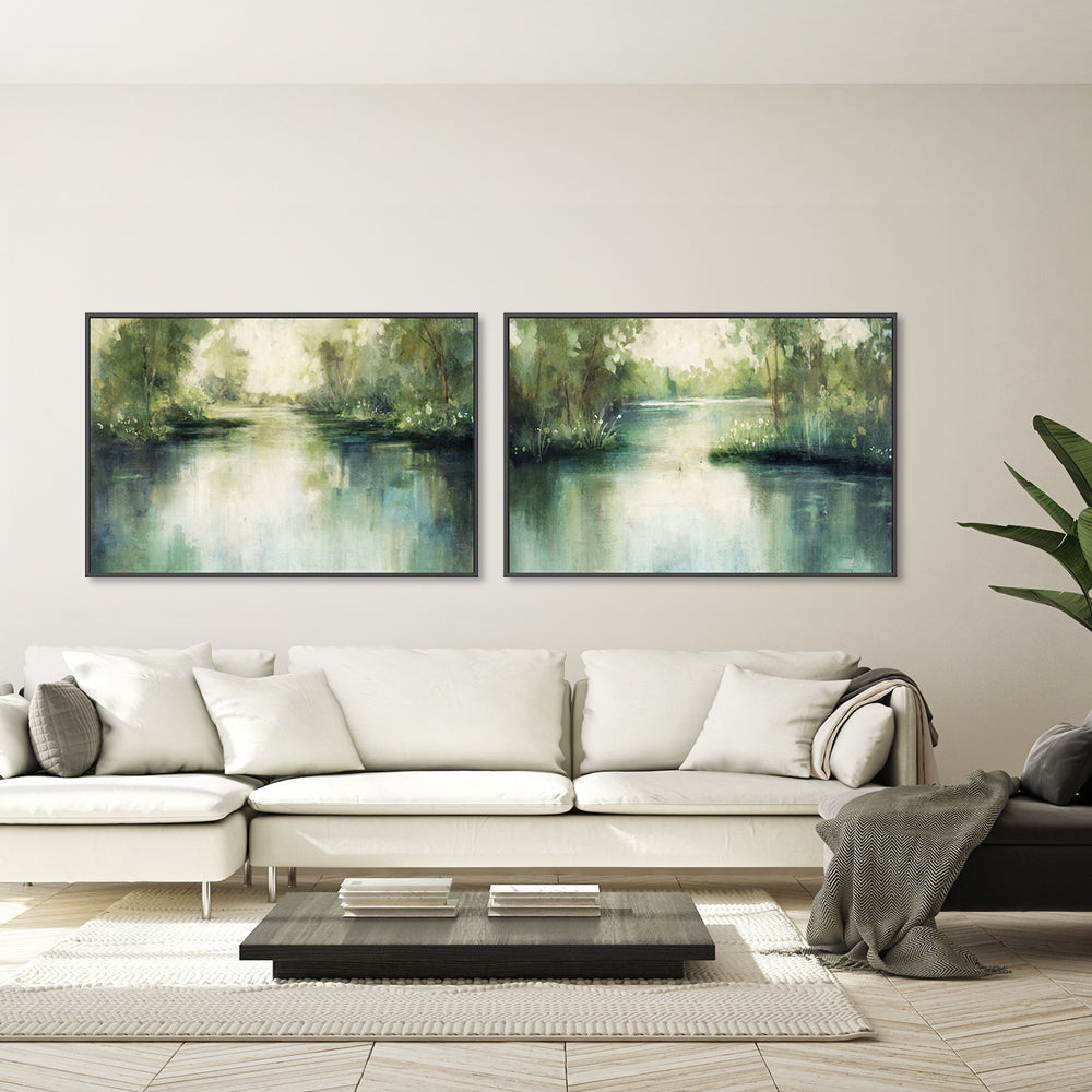 wall-art-print-canvas-poster-framed-Lakeside, Style A & B, Set Of 2 , By Nina Blue-7