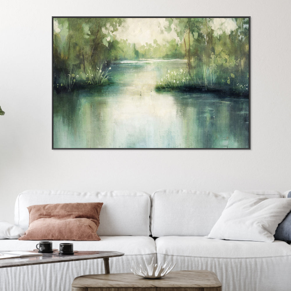 wall-art-print-canvas-poster-framed-Lakeside, Style B , By Nina Blue-2