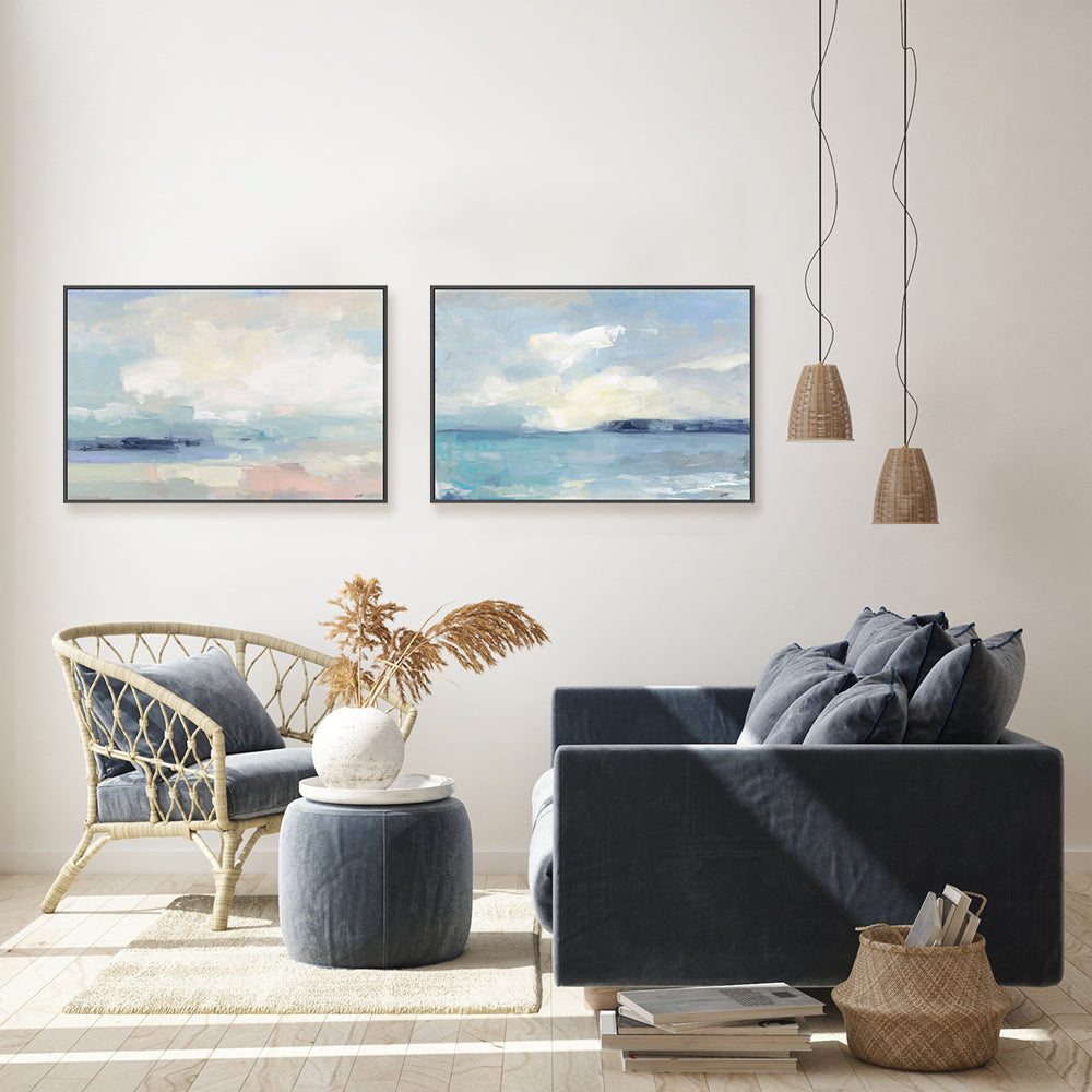 wall-art-print-canvas-poster-framed-Land Sky Water, Set of 2-by-Julia Purinton-Gioia Wall Art