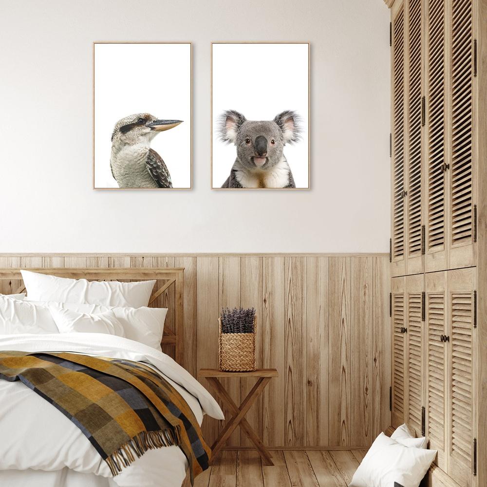 wall-art-print-canvas-poster-framed-Laughing Kookaburra And Koala, Set Of 2-by-Gioia Wall Art-Gioia Wall Art