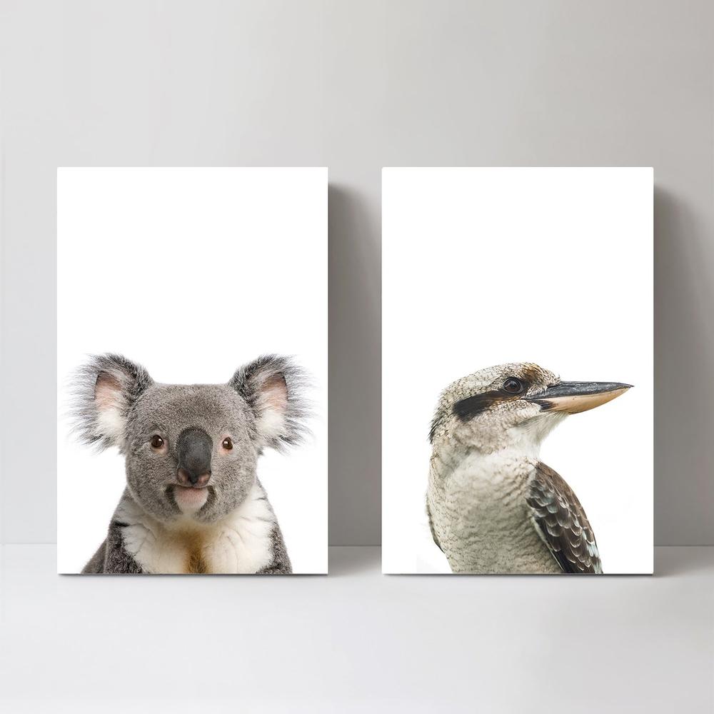 wall-art-print-canvas-poster-framed-Laughing Kookaburra And Koala, Set Of 2-by-Gioia Wall Art-Gioia Wall Art