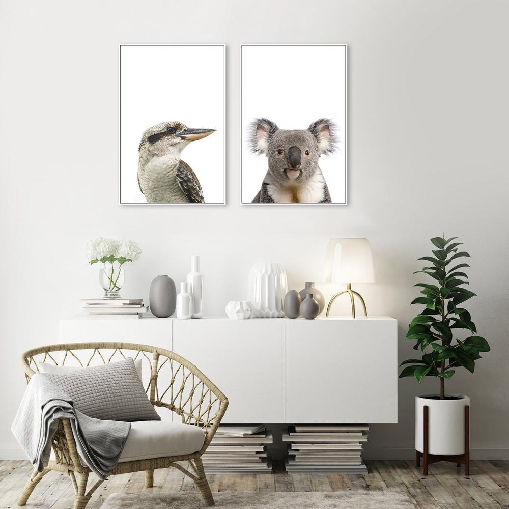 wall-art-print-canvas-poster-framed-Laughing Kookaburra And Koala, Set Of 2-by-Gioia Wall Art-Gioia Wall Art