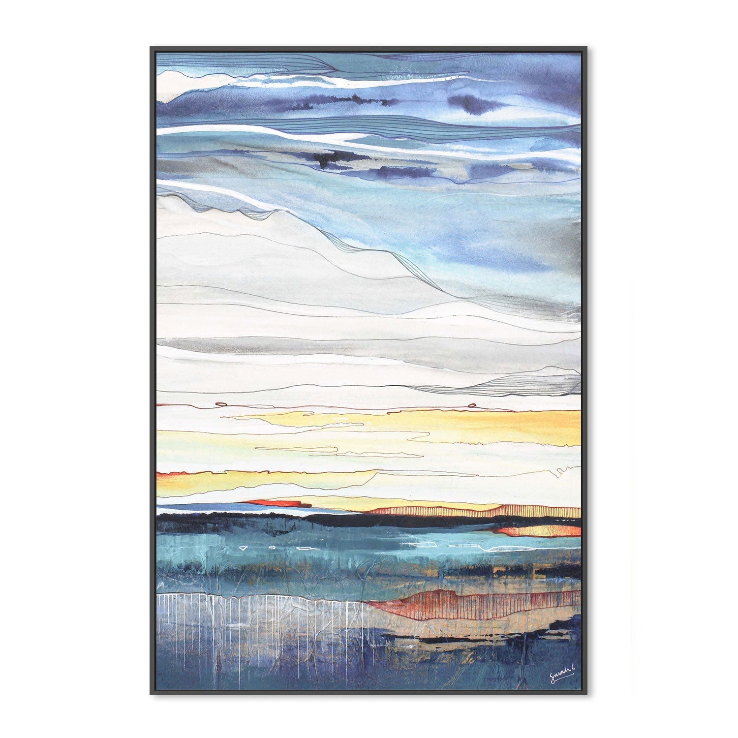 wall-art-print-canvas-poster-framed-Layered Ocean , By Sarah Carlton Art-GIOIA-WALL-ART