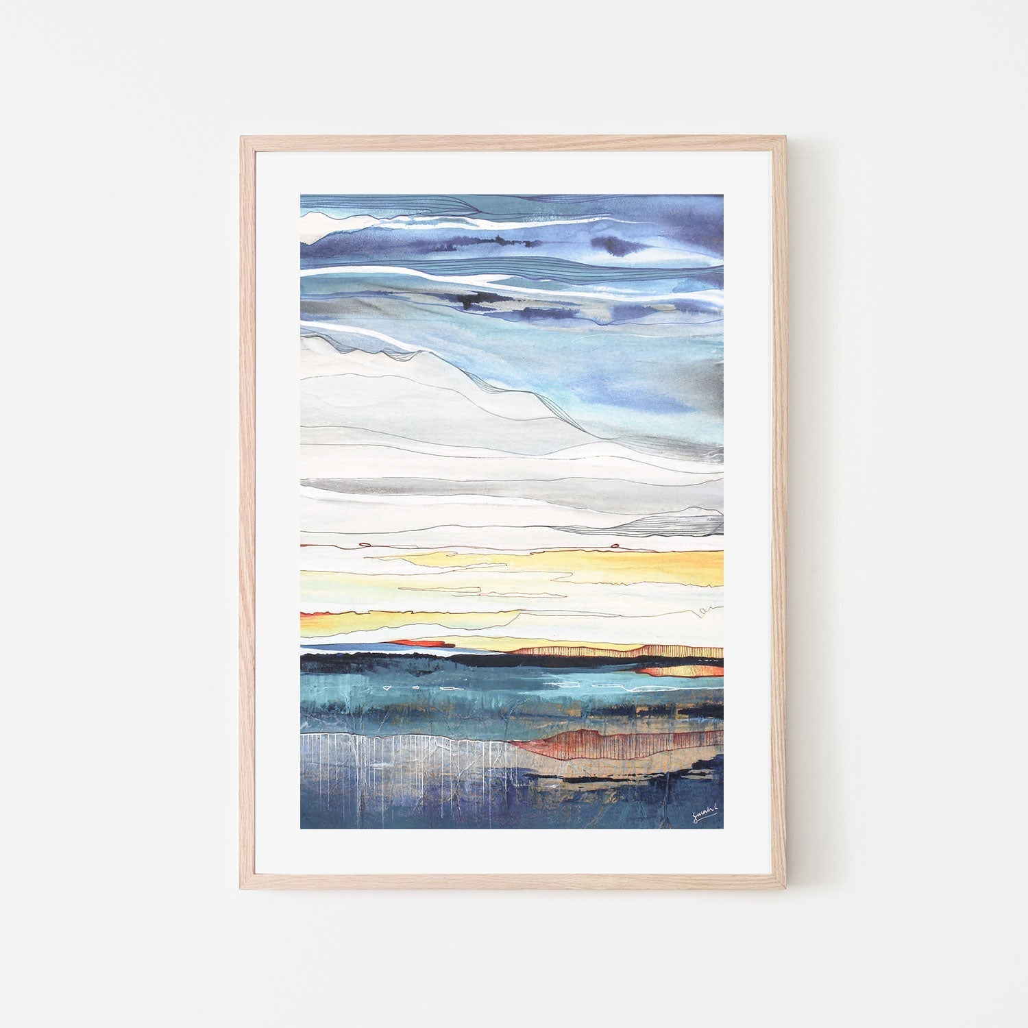 wall-art-print-canvas-poster-framed-Layered Ocean , By Sarah Carlton Art-GIOIA-WALL-ART