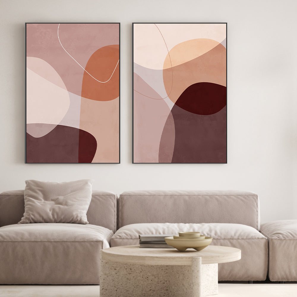 wall-art-print-canvas-poster-framed-Layered Shapes, Style A & B, Set Of 2-GIOIA-WALL-ART