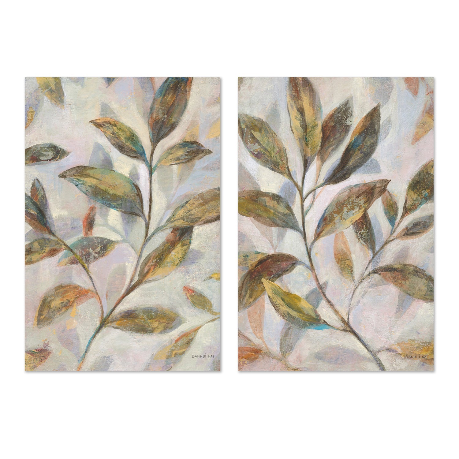 wall-art-print-canvas-poster-framed-Leafy Flow, Set of 2-by-Danhui Nai-Gioia Wall Art