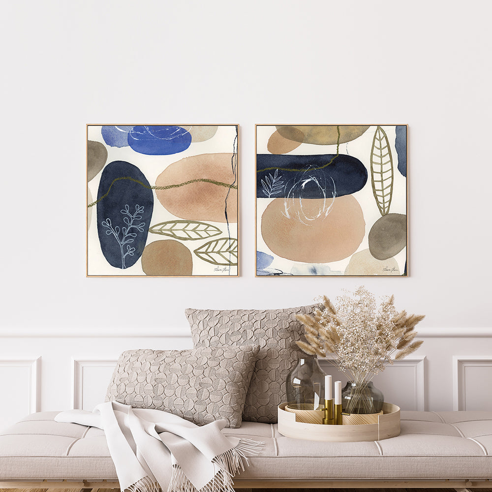 wall-art-print-canvas-poster-framed-Leaves and Stones, Set of 2-by-Laura Horn-Gioia Wall Art