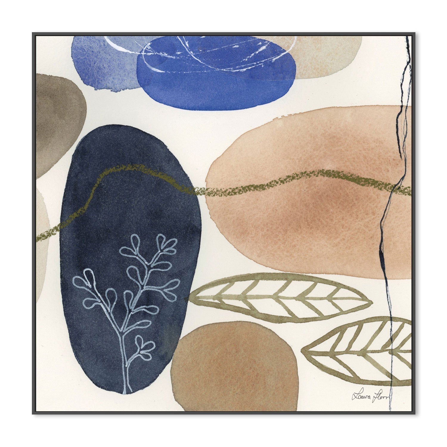 wall-art-print-canvas-poster-framed-Leaves and Stones, Style B-by-Laura Horn-Gioia Wall Art