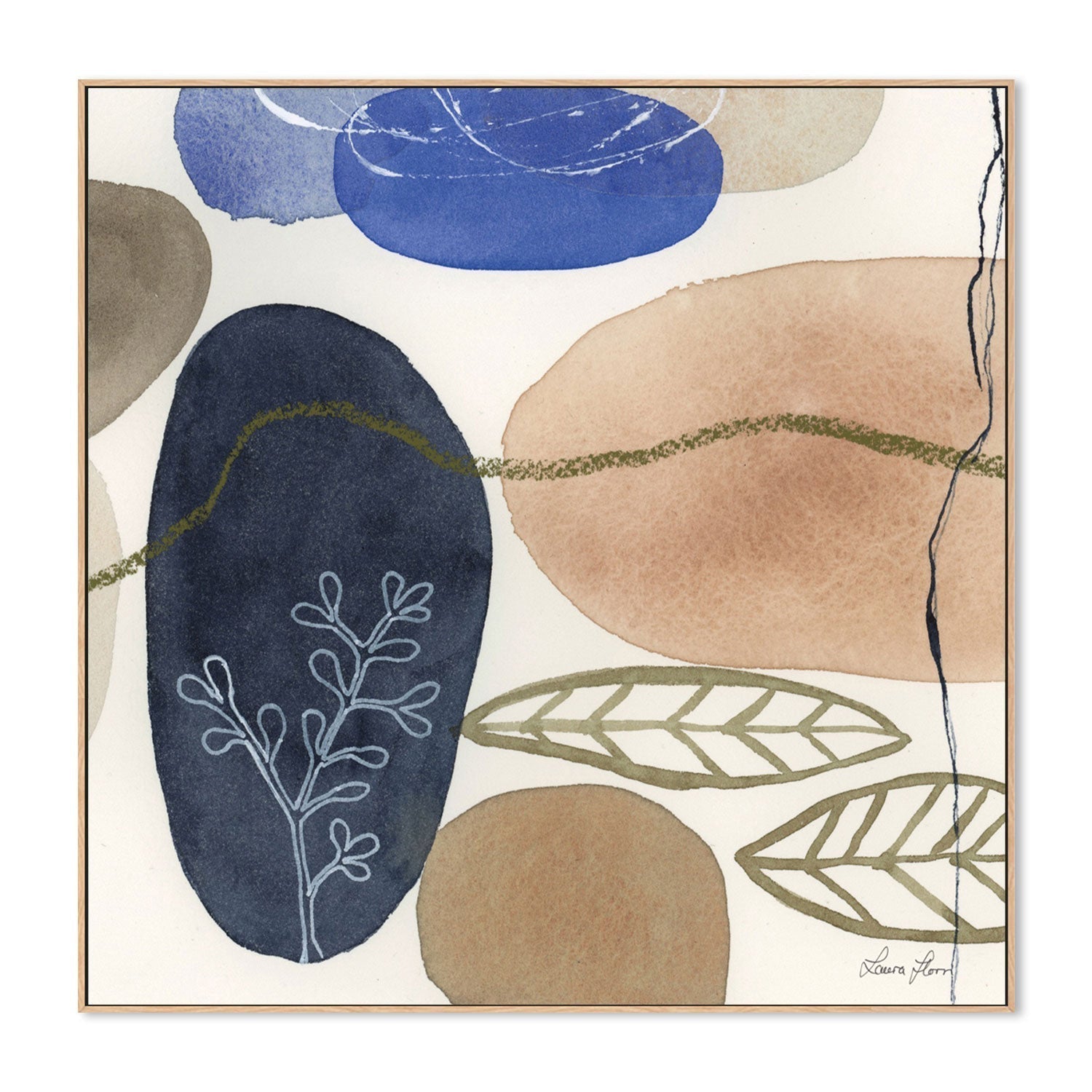 wall-art-print-canvas-poster-framed-Leaves and Stones, Style B-by-Laura Horn-Gioia Wall Art