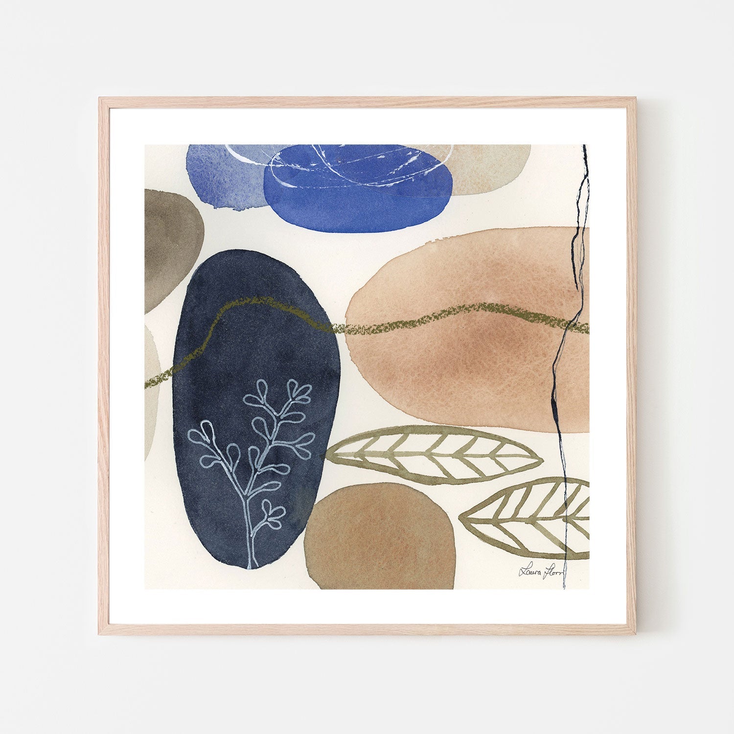 wall-art-print-canvas-poster-framed-Leaves and Stones, Style B-by-Laura Horn-Gioia Wall Art