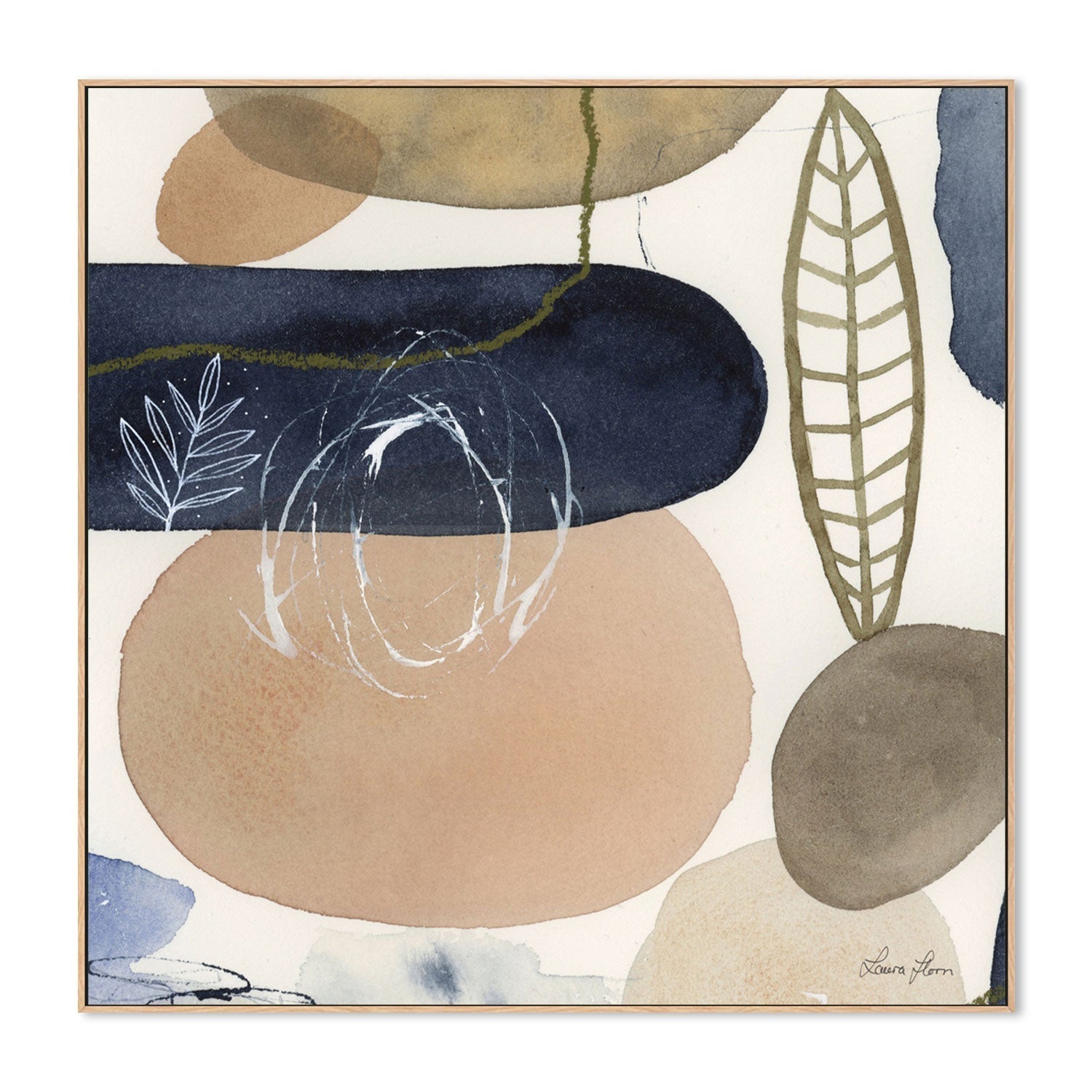 wall-art-print-canvas-poster-framed-Leaves and Stones, Style C-by-Laura Horn-Gioia Wall Art