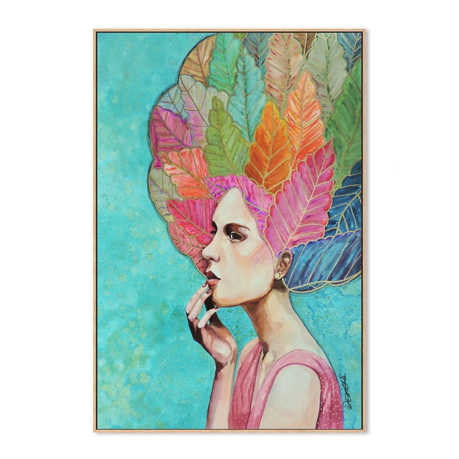 wall-art-print-canvas-poster-framed-Leaves In Her Hair-GIOIA-WALL-ART