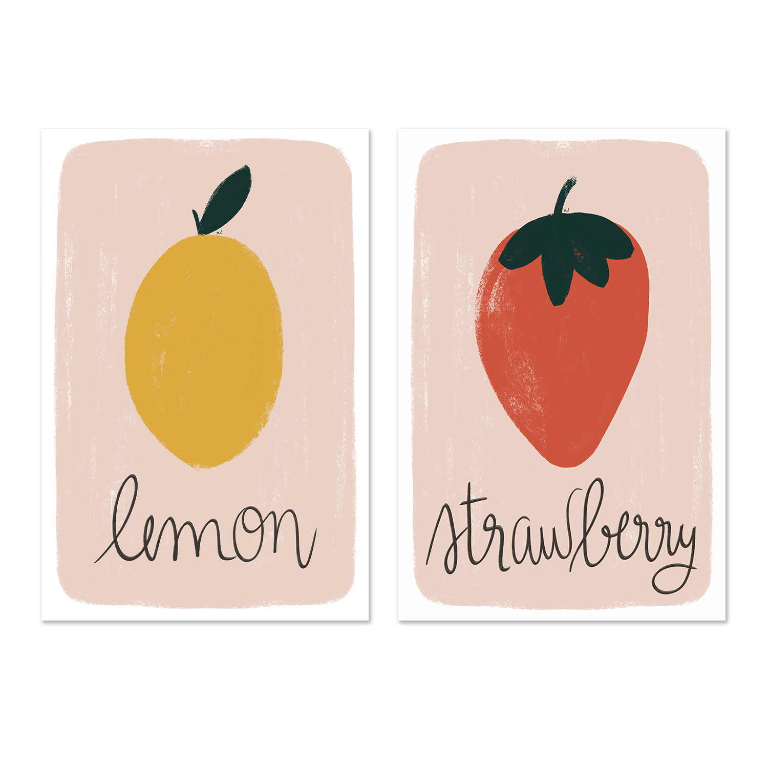 wall-art-print-canvas-poster-framed-Lemon and strawberry, Set Of 2 , By Menina Lisboa-1