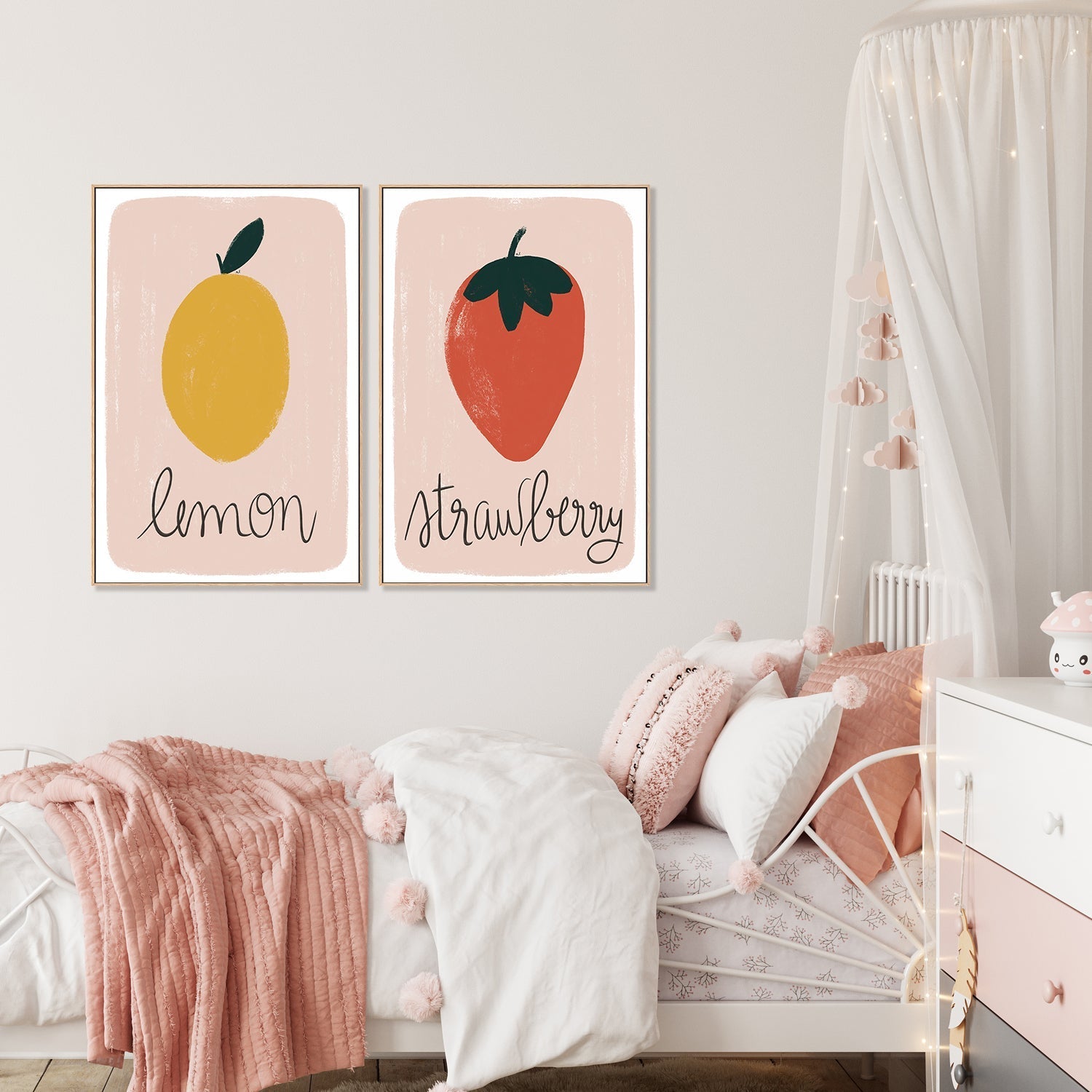 wall-art-print-canvas-poster-framed-Lemon and strawberry, Set Of 2 , By Menina Lisboa-2