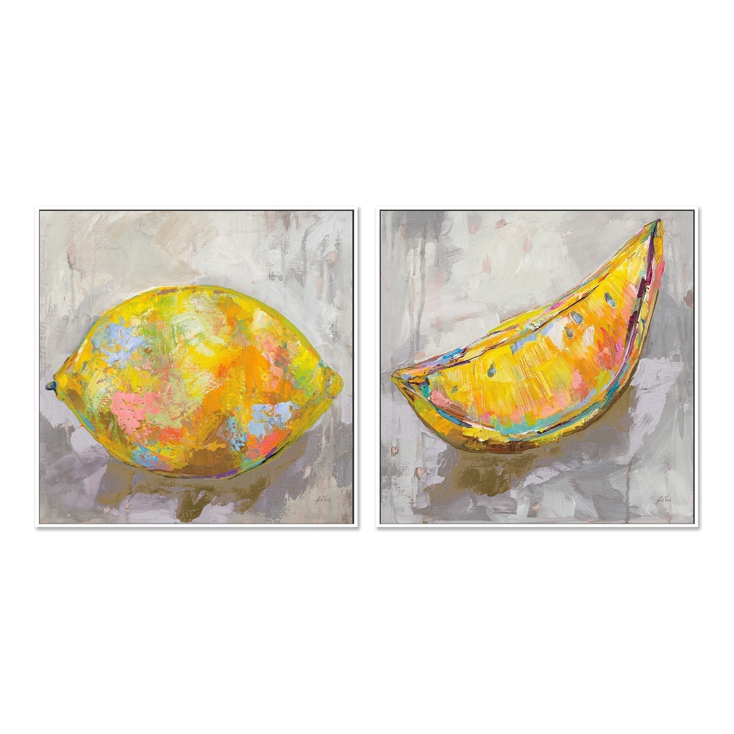 wall-art-print-canvas-poster-framed-Lemon Neutral, Set of 2-by-Jeanette Vertentes-Gioia Wall Art