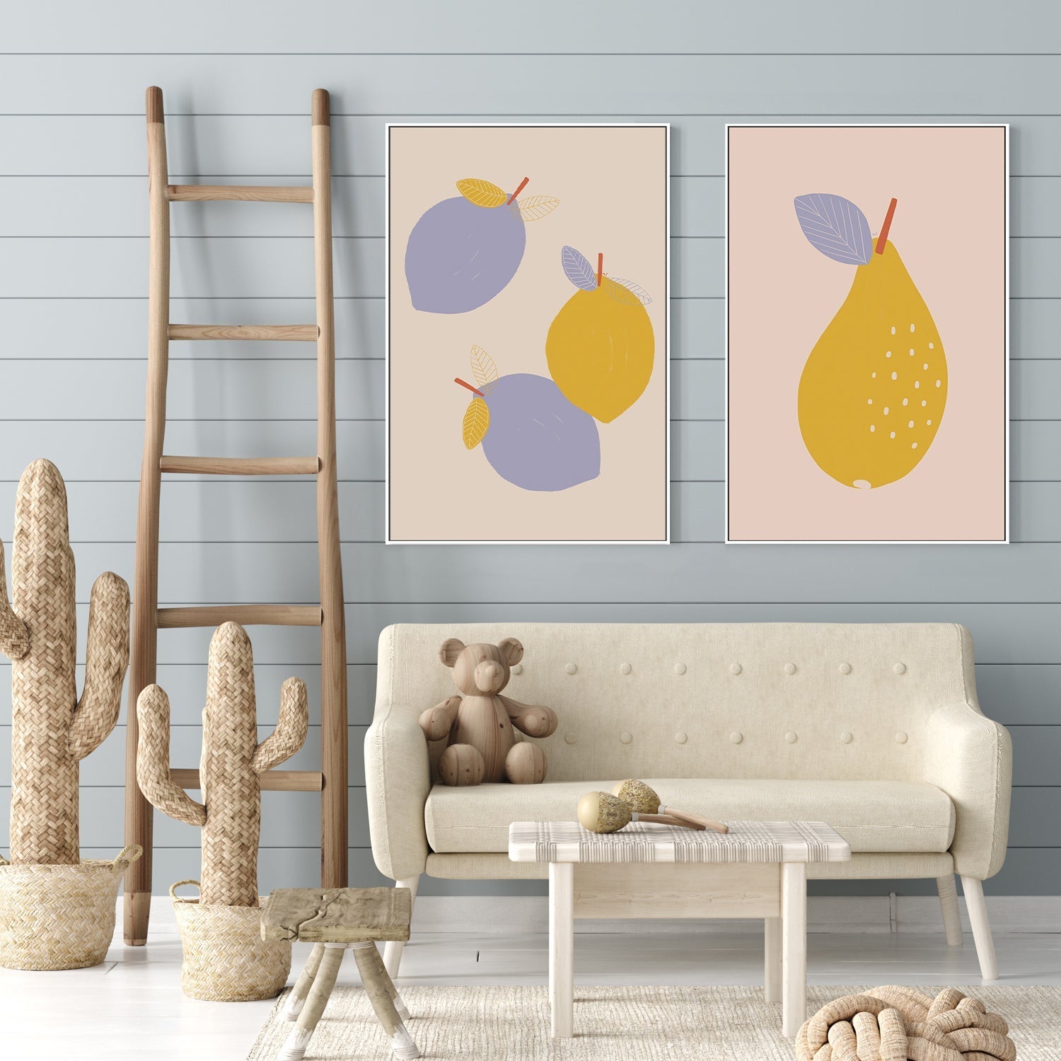 wall-art-print-canvas-poster-framed-Lemons and pear, Set Of 2 , By Menina Lisboa-2