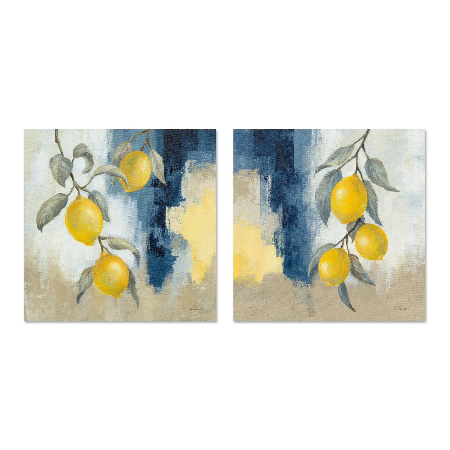 wall-art-print-canvas-poster-framed-Lemons From the South, Style A & B, Set Of 2 , By Silvia Vassileva-1