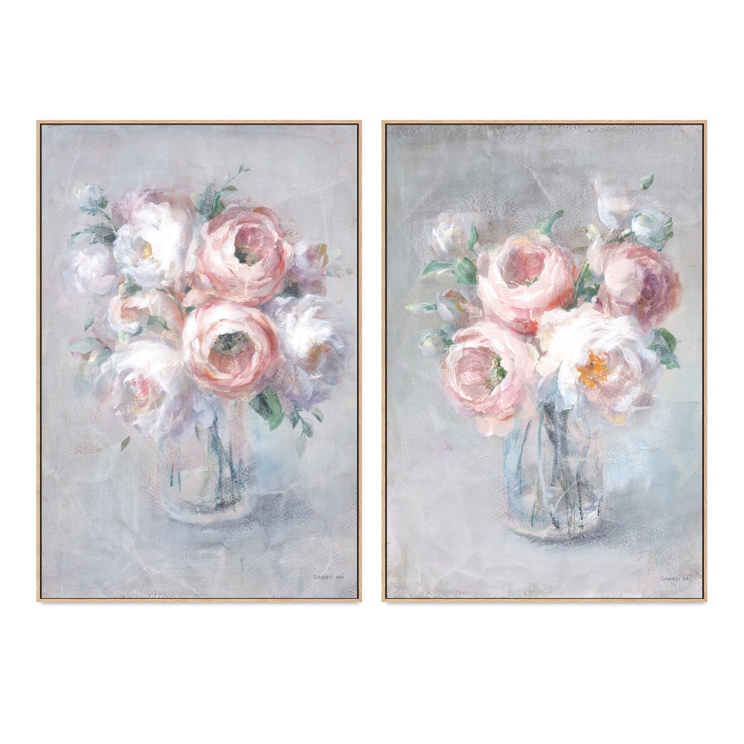 wall-art-print-canvas-poster-framed-Light Summer Blooms, Set of 2-by-Danhui Nai-Gioia Wall Art