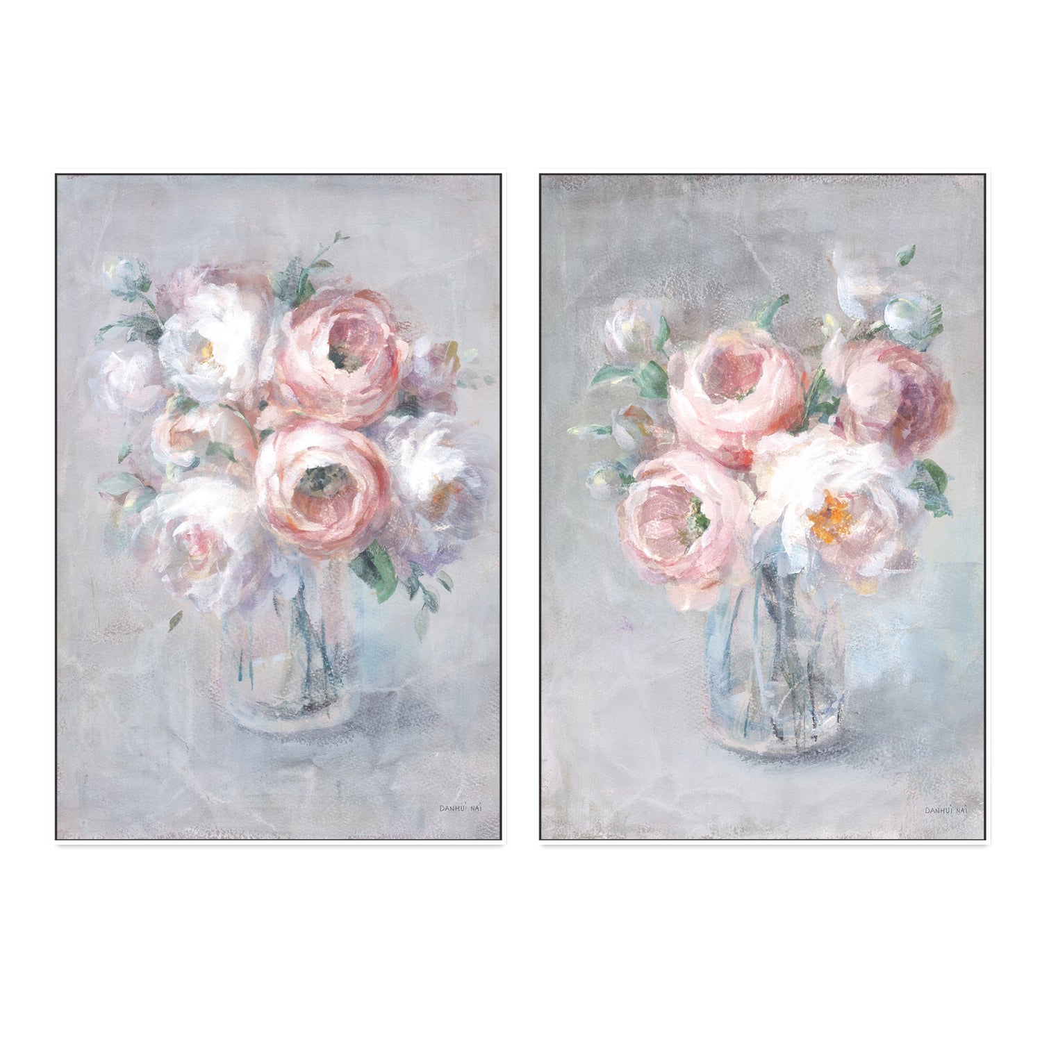 wall-art-print-canvas-poster-framed-Light Summer Blooms, Set of 2-by-Danhui Nai-Gioia Wall Art