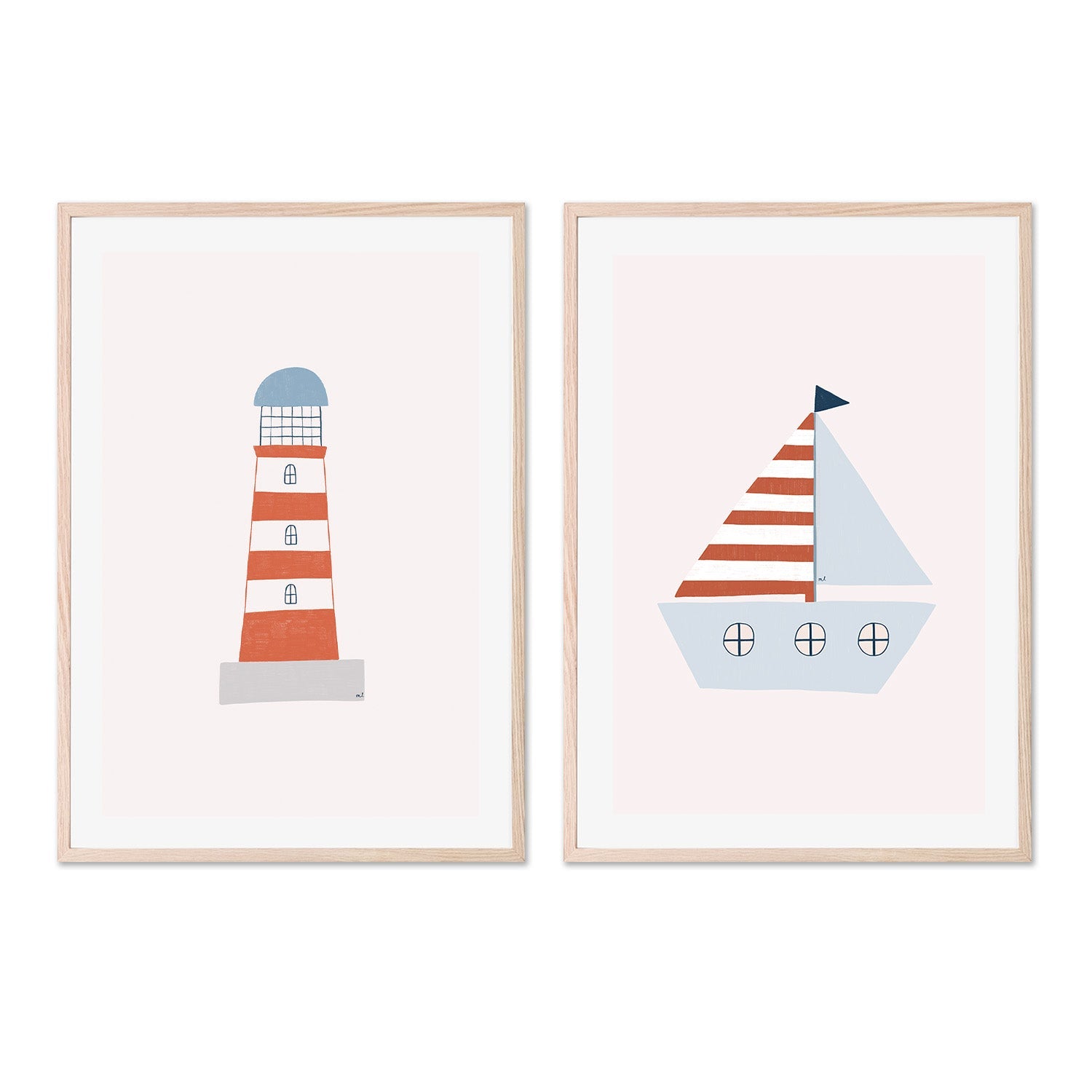 wall-art-print-canvas-poster-framed-Lighthouse and Sailing Boat, Set of 2 , By Menina Lisboa-6