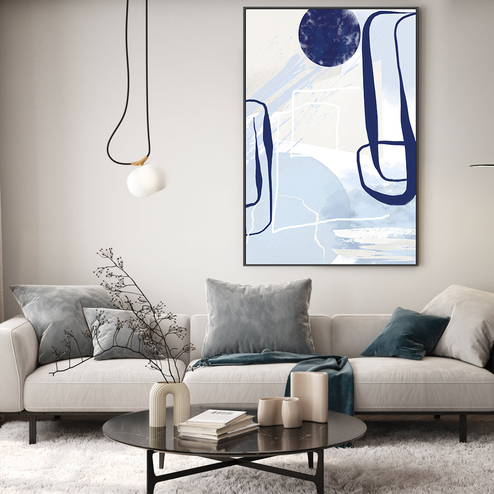 wall-art-print-canvas-poster-framed-Lines Of Blue, By Sally Ann Moss-GIOIA-WALL-ART