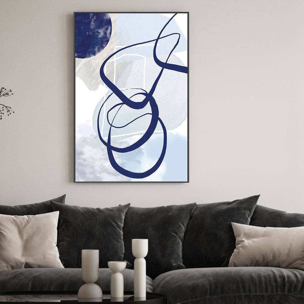 wall-art-print-canvas-poster-framed-Lines Of Blue, Style B , By Sally Ann Moss-GIOIA-WALL-ART