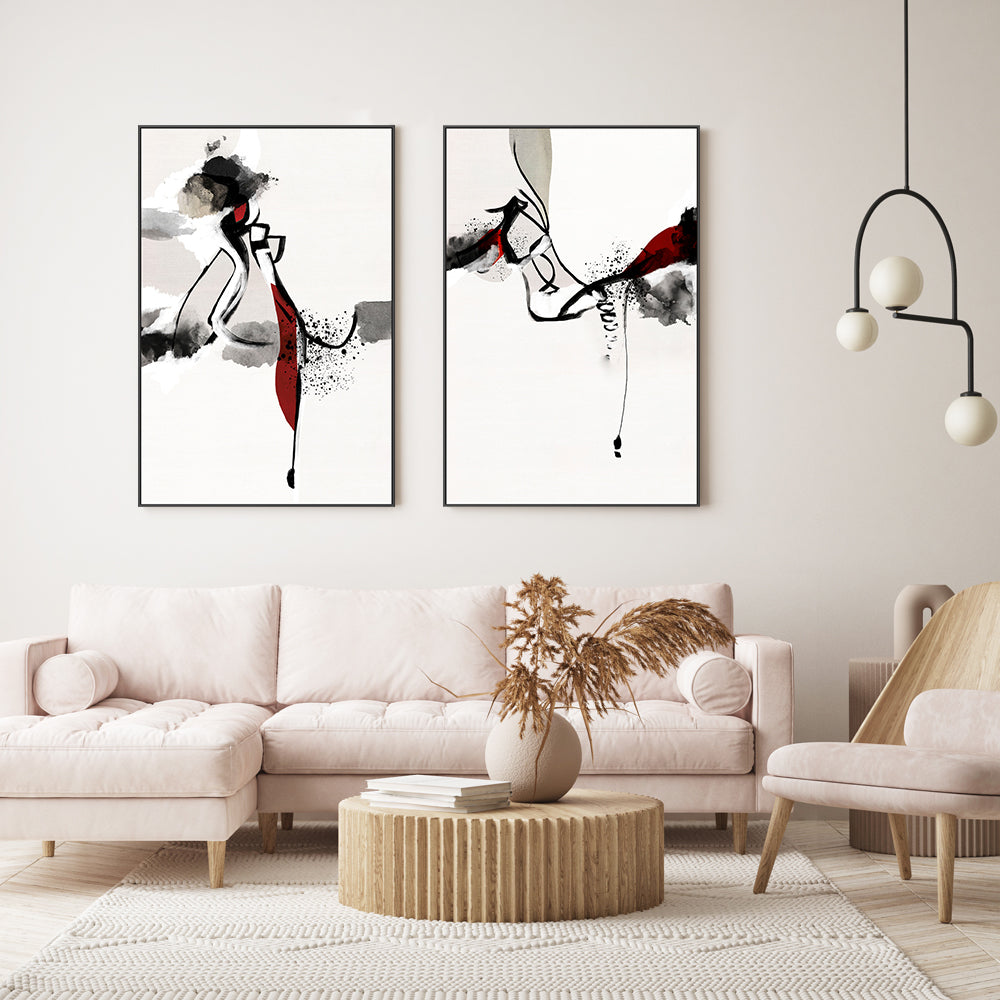 wall-art-print-canvas-poster-framed-Linked, Style A & B, Set Of 2 , By Roberto Moro Art-2