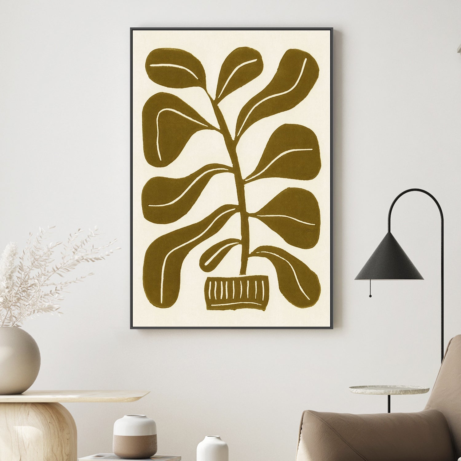 wall-art-print-canvas-poster-framed-Linocut Houseplant-2