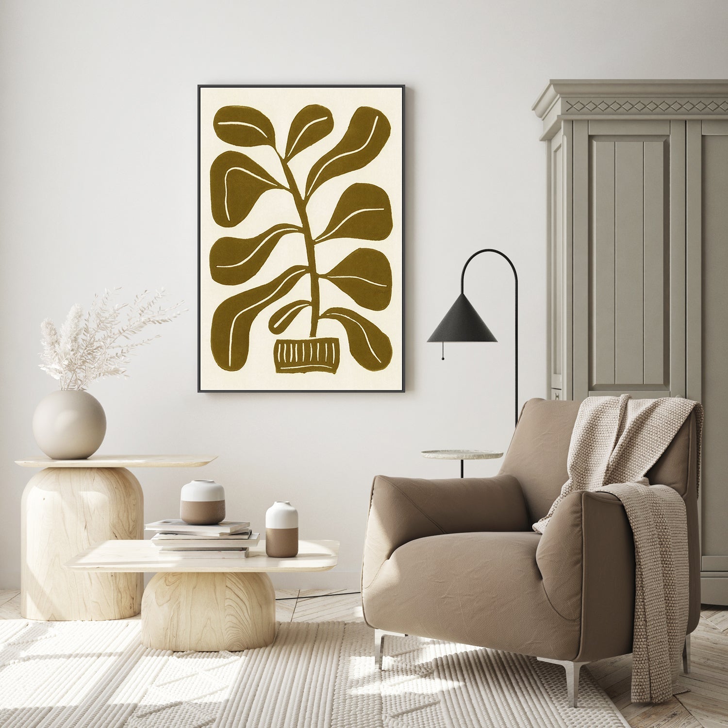 wall-art-print-canvas-poster-framed-Linocut Houseplant-7