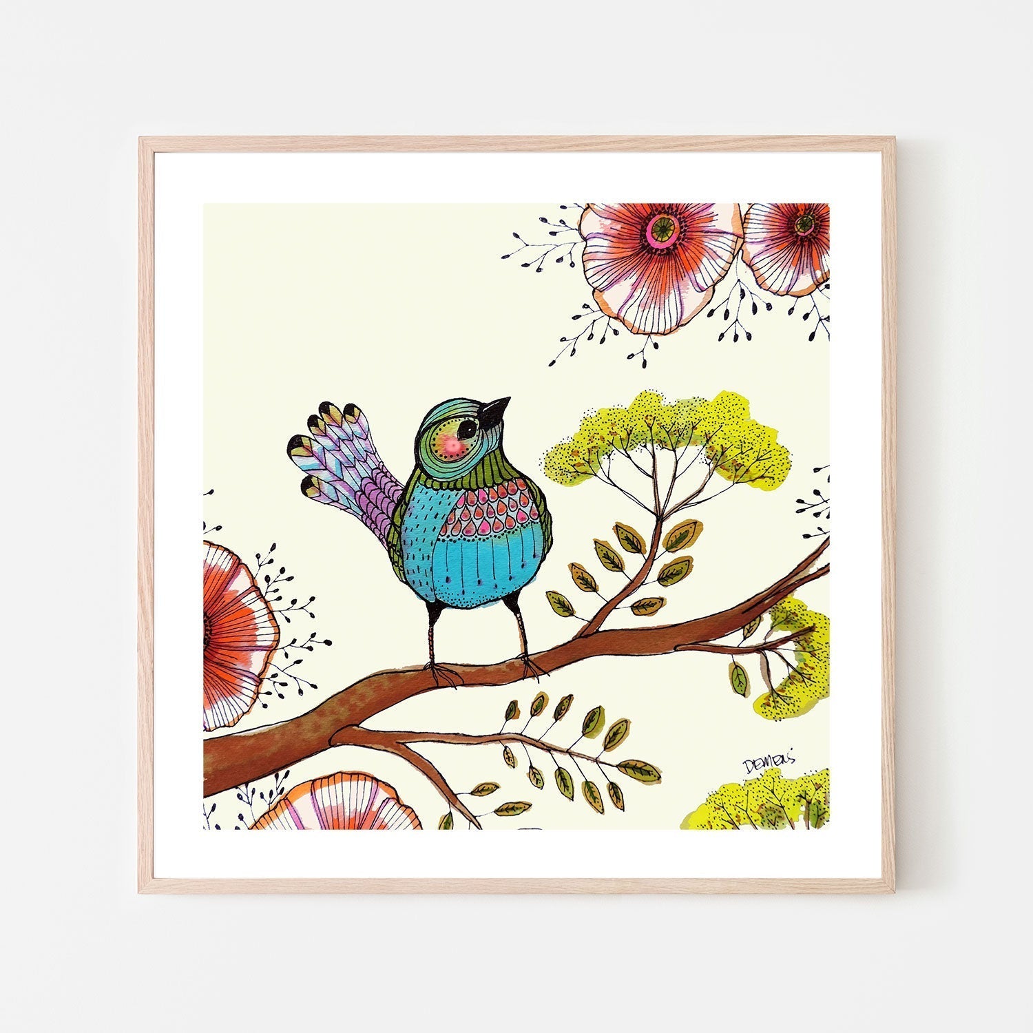 wall-art-print-canvas-poster-framed-Little Blue Bird-GIOIA-WALL-ART