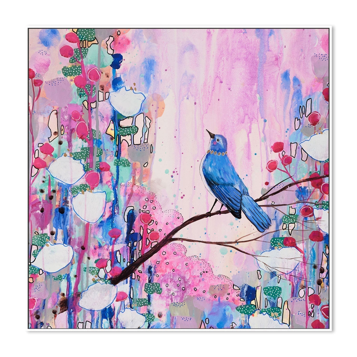 wall-art-print-canvas-poster-framed-Lonesome Blue Bird, Style A , By Sylvie Demers-GIOIA-WALL-ART