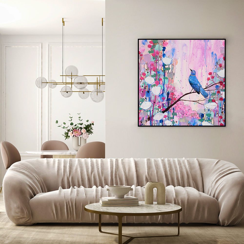 wall-art-print-canvas-poster-framed-Lonesome Blue Bird, Style A , By Sylvie Demers-GIOIA-WALL-ART