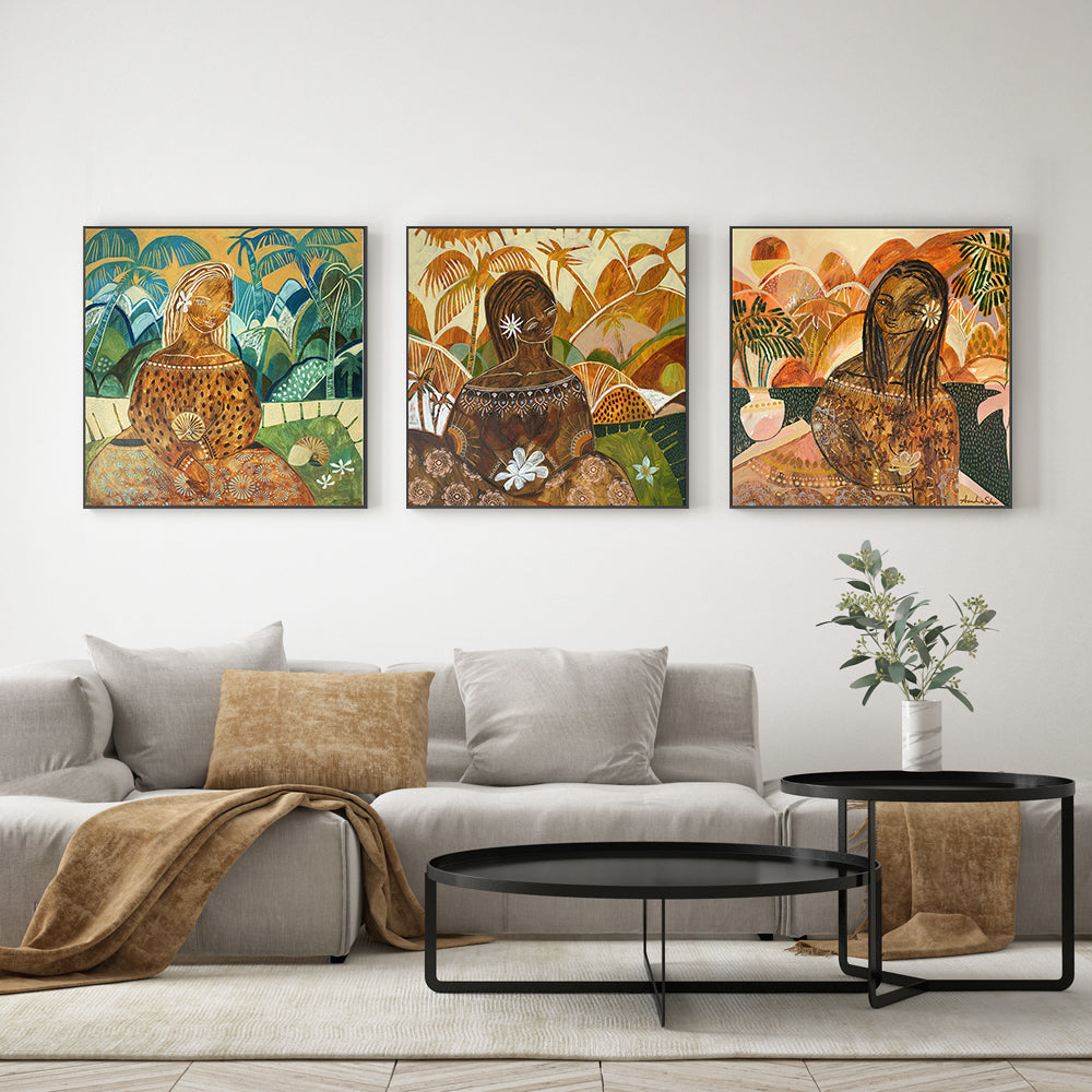 wall-art-print-canvas-poster-framed-Luana Kailani Miliani, Set Of 3 , By Amanda Skye-2