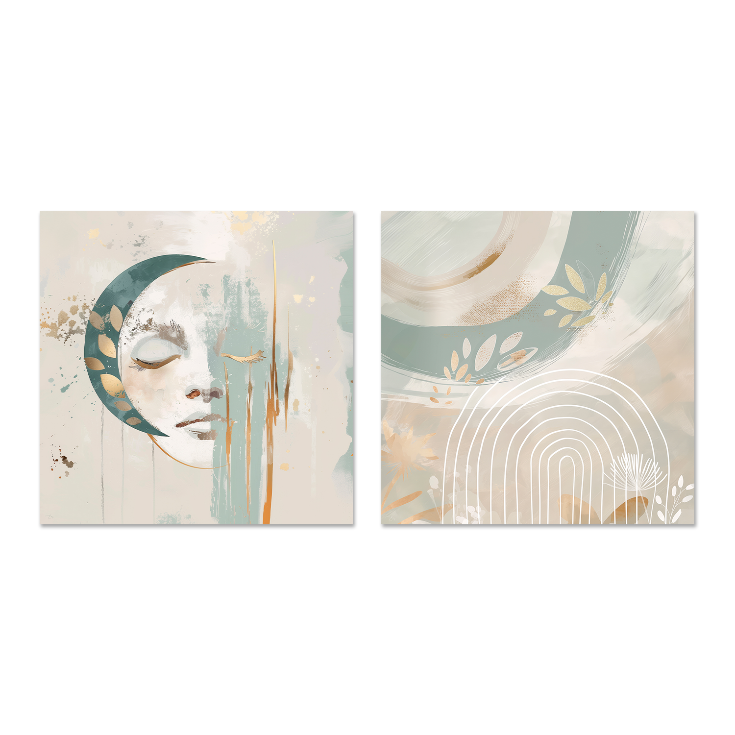 wall-art-print-canvas-poster-framed-Luna Aurelia, Style A & B, Set Of 2 , By Bella Eve-1